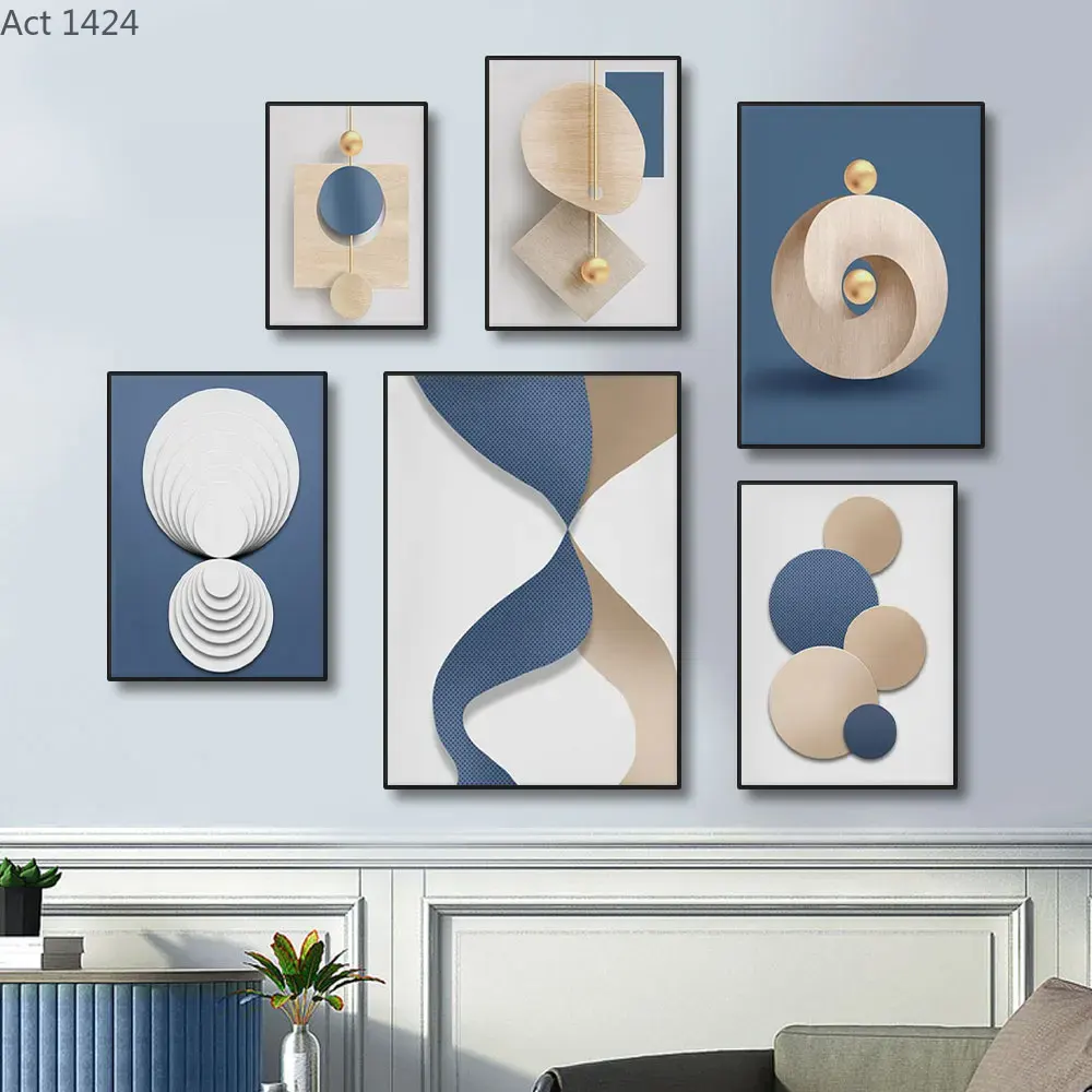 Luxury Lifestyle Pictures - (1pc frameless)Abstract Blue White Luxury Gold