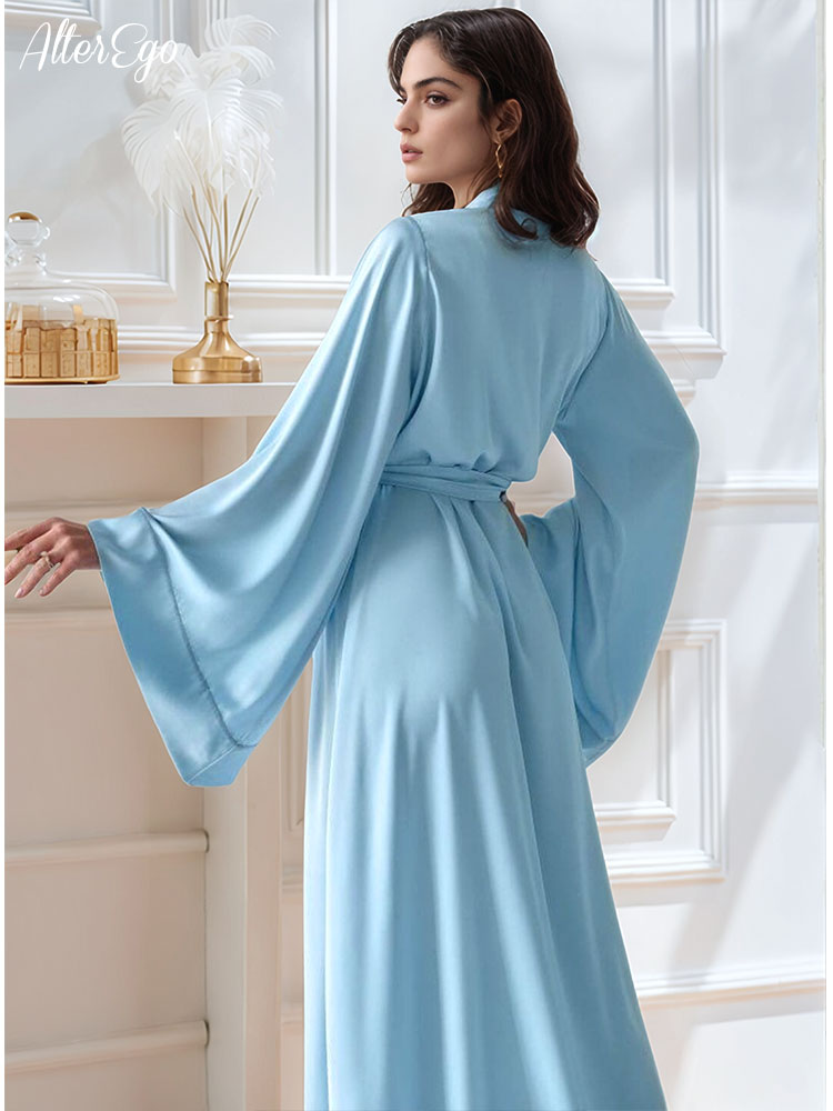 Luxury Lifestyle Women - Floor Length Bridal Kimono Beige Silk