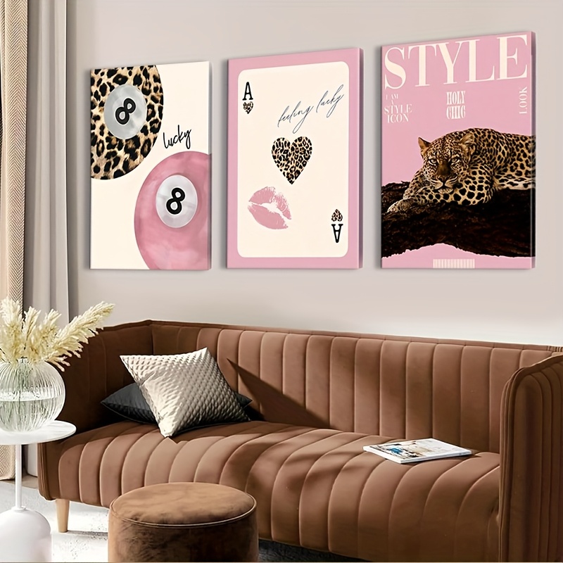 Luxury Lifestyle Photography - 3pcs Leopard Cheetah Canvas Wall Art