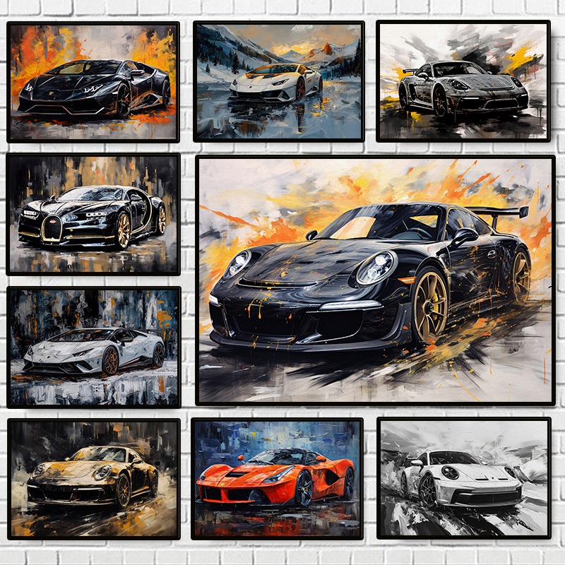 Luxury Lifestyle Photography - Modern Abstract Luxury Cars Poster Colorful