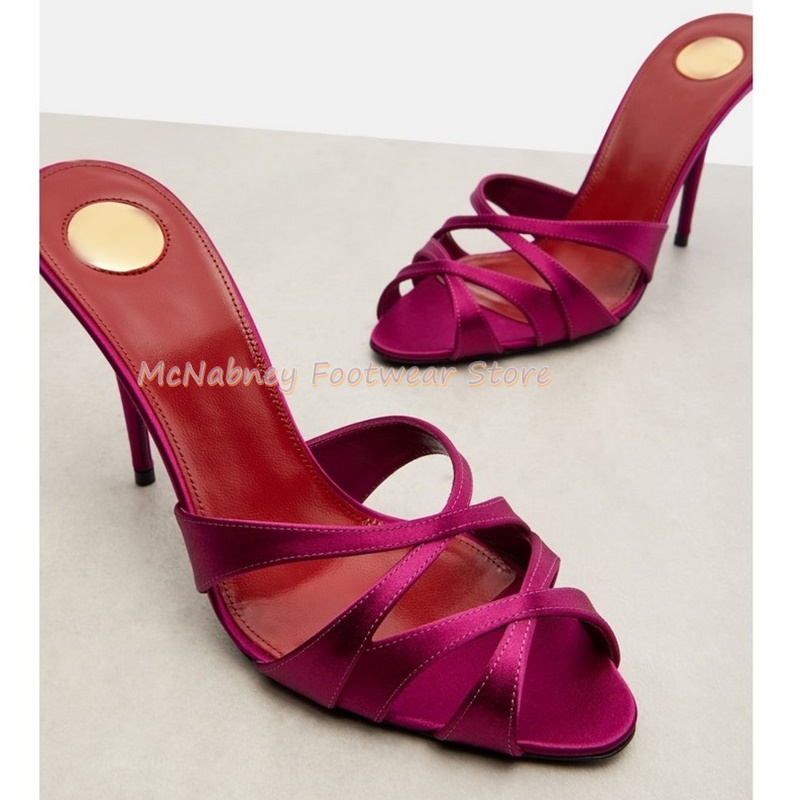 Luxury Lifestyle Shoes - Pointed Stilettos Satin Fabric Cross-Band Roman