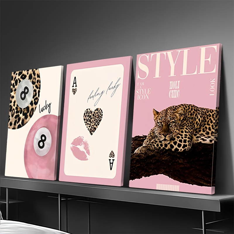 3pcs Leopard Cheetah Canvas Wa - Luxury Lifestyle Photography ulasan dan harga