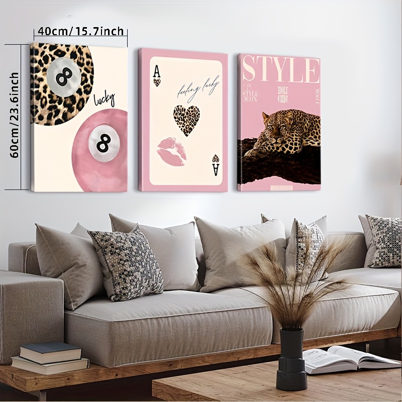 3pcs Leopard Cheetah Canvas Wa - Luxury Lifestyle Photography ulasan dan harga